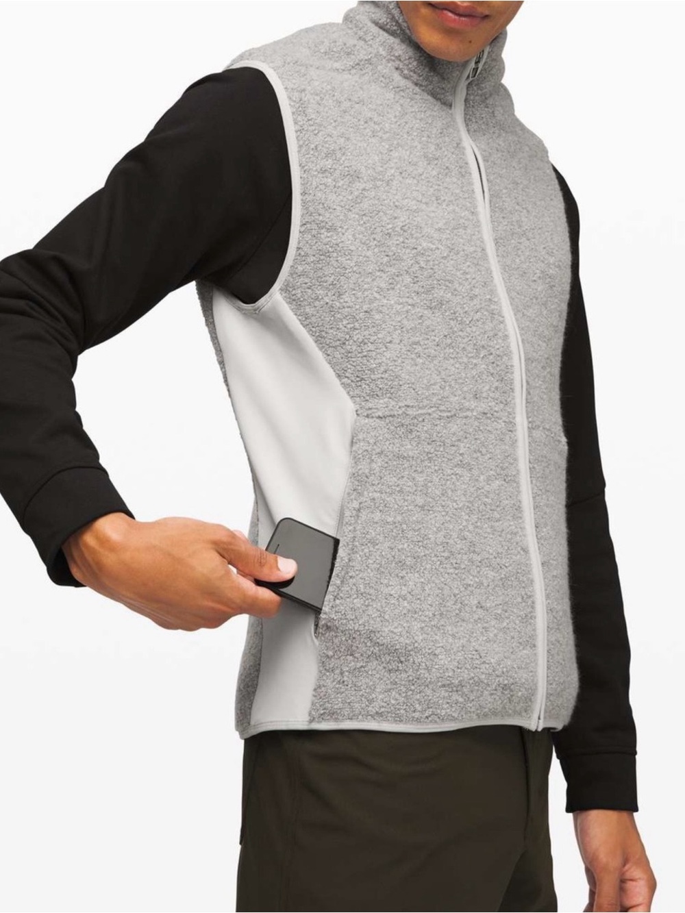 Lululemon Tundra Trek Vest In Heathered Silver Spoon Sherpa Fleece Wool Blend
